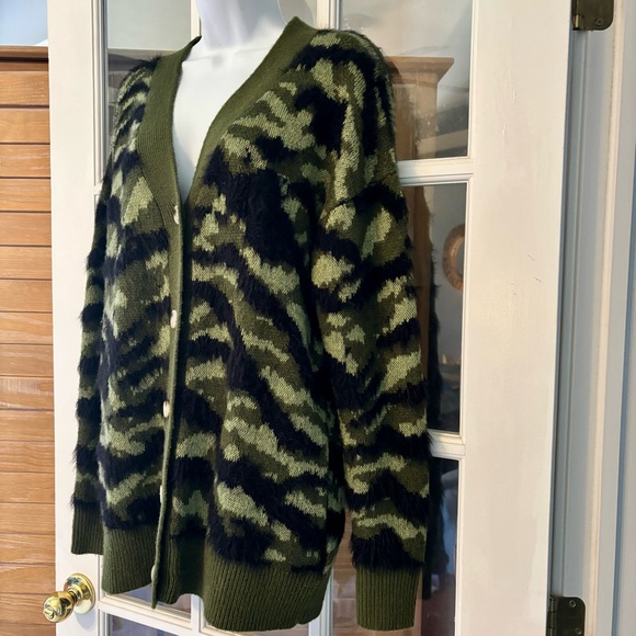 Greylin Jules Army Eyelash Cardigan Sweater Small - Picture 4 of 5